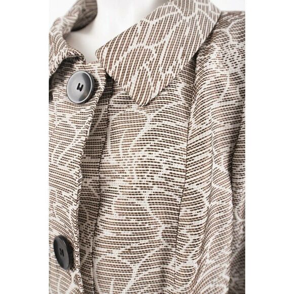 Worth Womens Jacket Blazer Sz 16 Brown White Floral Button Front 3/4 sleeve - Picture 3 of 6